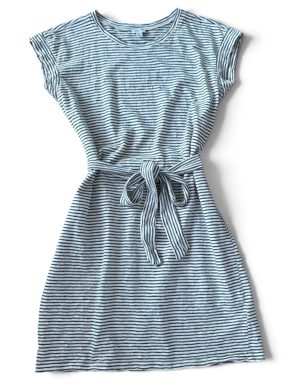J. Crew Striped Belted Tie Cotton Mini Dress